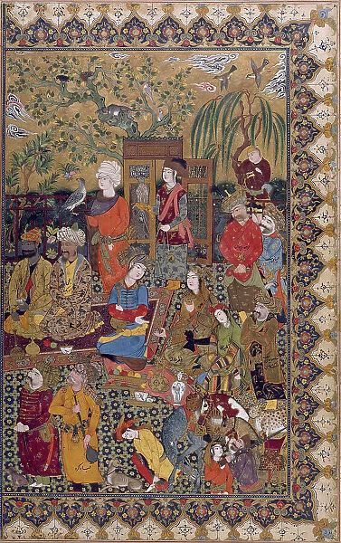 Single Leaf of Courtiers at a Reception of Shah `Abbas I, mid 11th century AH / AD 17th century. Creator: Unknown