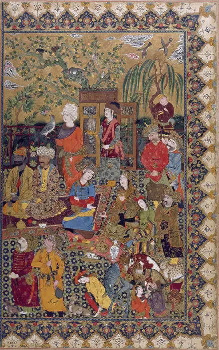 Framed Print : Single Leaf of Courtiers at a Reception of Shah `Abbas I, mid 11th century AH / AD 17th century. Creator: Unknown Framed Print : Single Leaf of Courtiers at a Reception of Shah `Abbas I, mid 11th century AH / AD 17th century. Creator: Unknown