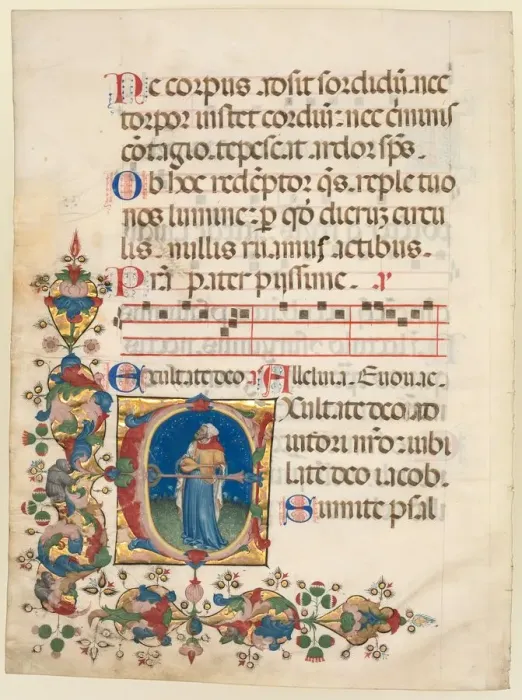 Framed Print : Single Leaf Excised from a Choir Psalter: Initial E[xultate Deo] with King David Playing…