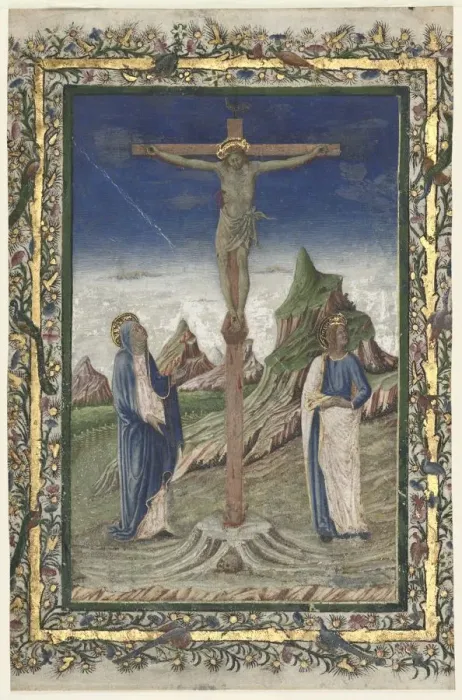 Framed Print : Single Leaf from a Missal: The Crucifixion, late 1400s. Creator: Unknown Framed Print : Single Leaf from a Missal: The Crucifixion, late 1400s. Creator: Unknown