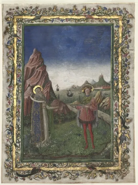 Framed Print : Single Leaf from a Missal: Two Male Saints, late 1400s. Creator: Unknown Framed Print : Single Leaf from a Missal: Two Male Saints, late 1400s. Creator: Unknown