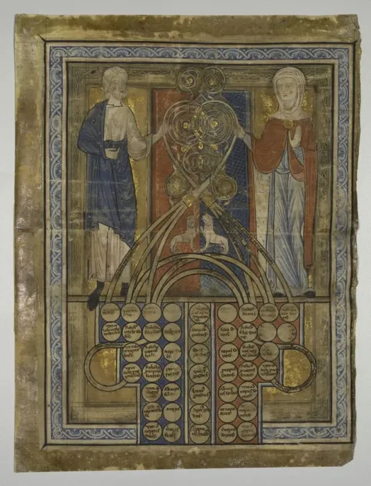 Framed Print : Single Leaf: Table of Consanguinity, c. 1200. Creator: Unknown Framed Print : Single Leaf: Table of Consanguinity, c. 1200. Creator: Unknown