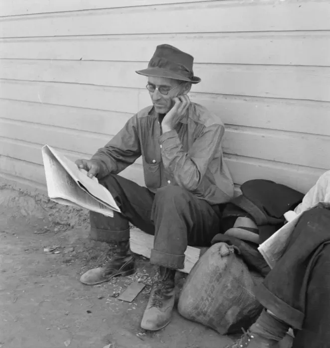 Framed Print : Single man, three weeks before opening of Klamath... Tulelake, Siskiyou County, California, 1939. Creator: Dorothea Lange Framed Print : Single man, three weeks before opening of Klamath... Tulelake, Siskiyou County, California, 1939. Creator: Dorothea Lange