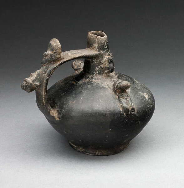 Single Spout Strap Vessel with Attached Molded Figures, A. D. 1000  /  1476. Creator: Unknown