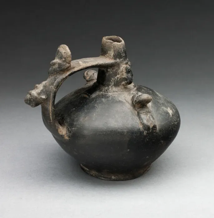 Framed Print : Single Spout Strap Vessel with Attached Molded Figures, A. D. 1000 / 1476. Creator: Unknown Framed Print : Single Spout Strap Vessel with Attached Molded Figures, A. D. 1000 / 1476. Creator: Unknown
