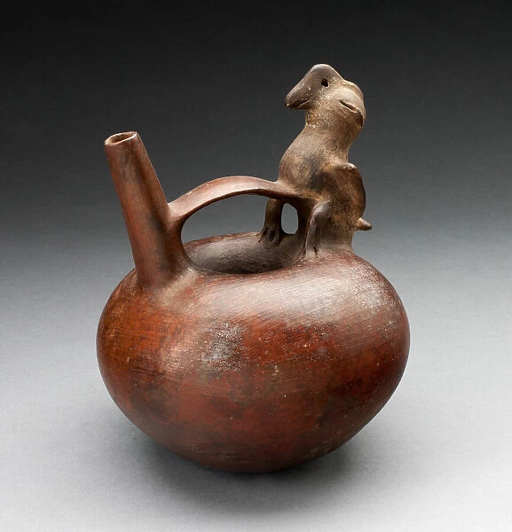 Single Spout Vessel with Bird Attached to Strap Handle, 200 B. C.  /  A. D. 200