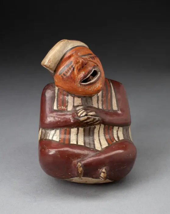 Framed Print : Single Spout Vessel in the Form of a Crossed-Legged Figure, Probably Deceased, 180 B. C. / A Framed Print : Single Spout Vessel in the Form of a Crossed-Legged Figure, Probably Deceased, 180 B. C. / A