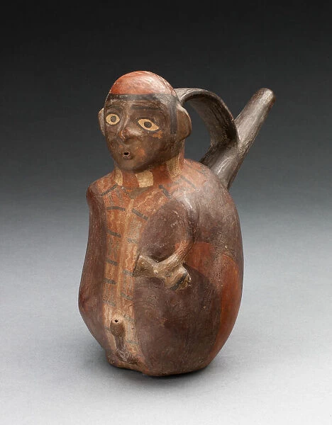 Single-Spout Vessel in the Form of a Figure Holding a Jar, A. D. 600  /  1000