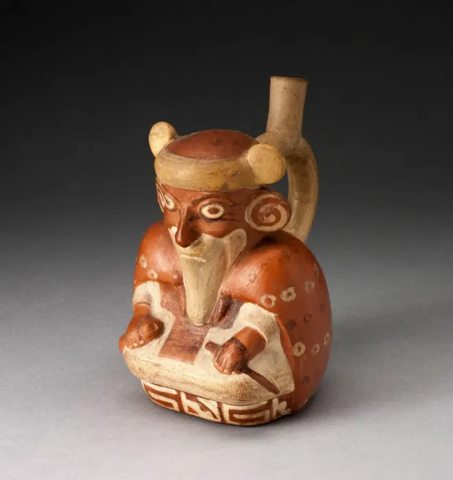 Framed Print : Single Spout Vessel in Form of Seated, Bearded Man Wearing a Cape, 100 B. C. / A. D. 500 Framed Print : Single Spout Vessel in Form of Seated, Bearded Man Wearing a Cape, 100 B. C. / A. D. 500