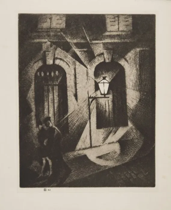 Framed Print : Sinister Paris Night, pub. 1929. Creator: Christopher Richard Wynne Nevinson 