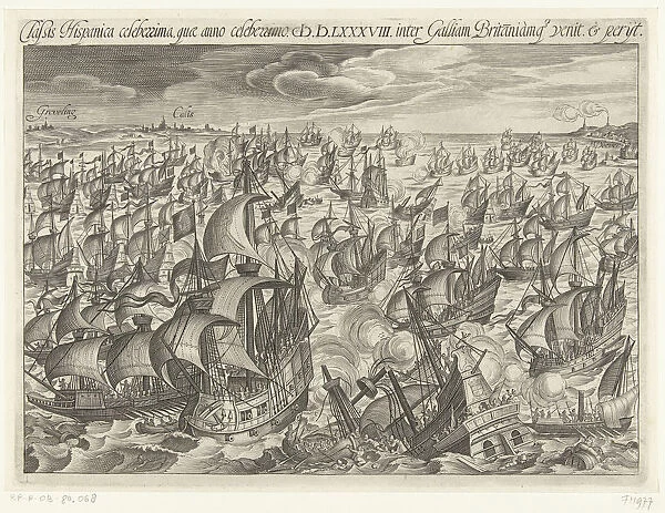 The sinking of the Spanish Armada in 1588, 1601. Artist: Anonymous