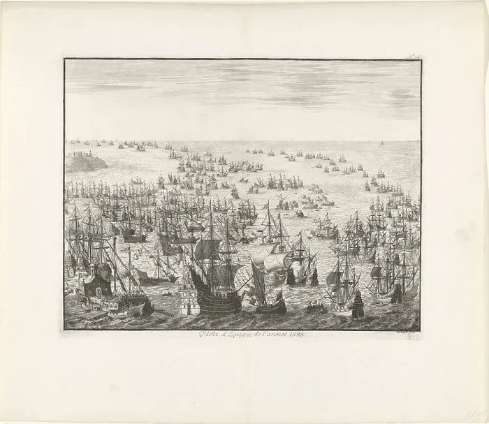 Framed Print : The sinking of the Spanish Armada in 1588, c. 1680. Artist: Luyken, Jan (Johannes) (1649-1712) Framed Print : The sinking of the Spanish Armada in 1588, c. 1680. Artist: Luyken, Jan (Johannes) (1649-1712)