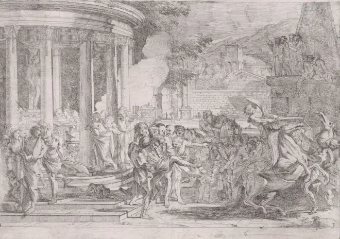 Framed Print : Sinorix carried from the temple of Artemis trying to escape the effects of the poisoni Framed Print : Sinorix carried from the temple of Artemis trying to escape the effects of the poisoni