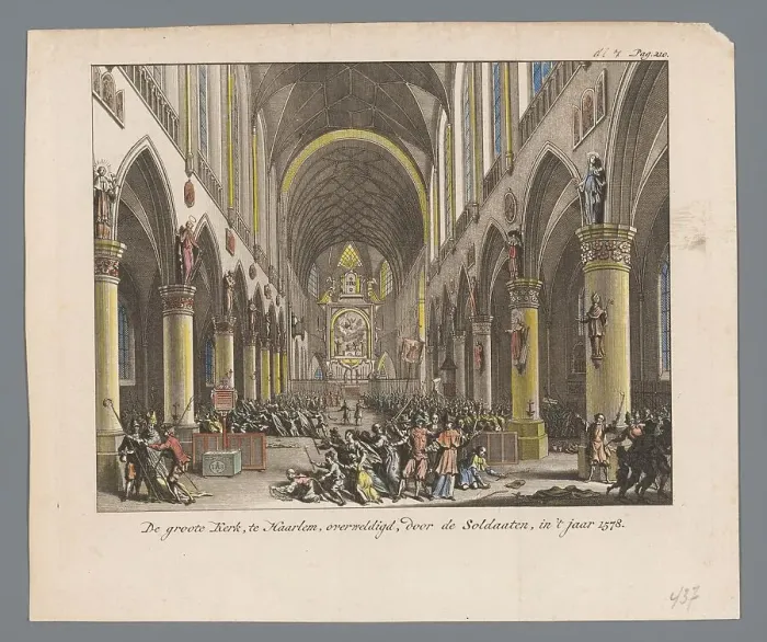 Framed Print : Sint-Bavo church stormed by Protestants in Haarlem, 1752. Creator: Anon Framed Print : Sint-Bavo church stormed by Protestants in Haarlem, 1752. Creator: Anon