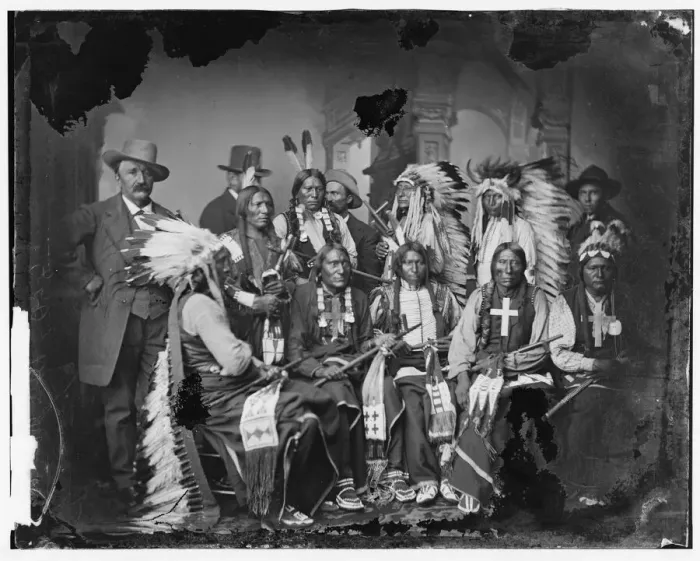 Framed Print : Sioux and Arrapahoe Indian Delegations, between 1865 and 1880. Creator: Unknown Framed Print : Sioux and Arrapahoe Indian Delegations, between 1865 and 1880. Creator: Unknown