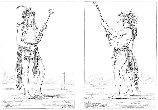 Sioux ball players, 1841. Artist: Myers and Co