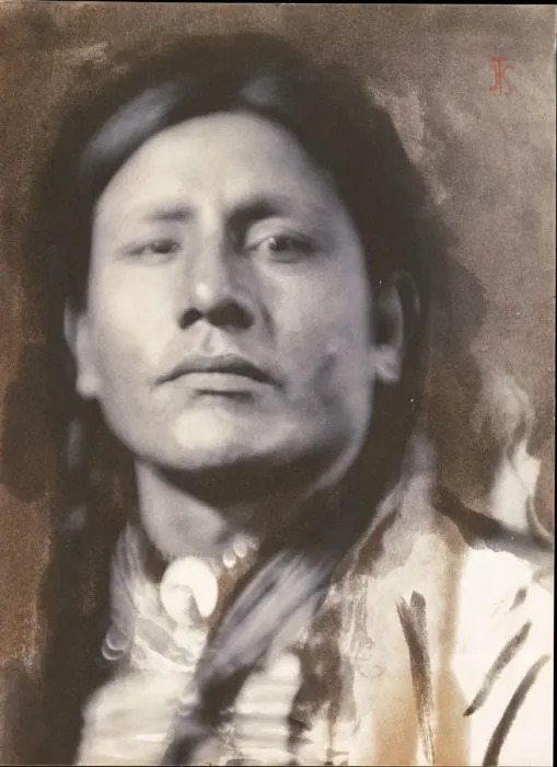 Framed Print : A Sioux Chief [Has-No-Horses], 1898. Creator: Joseph Turner Keiley