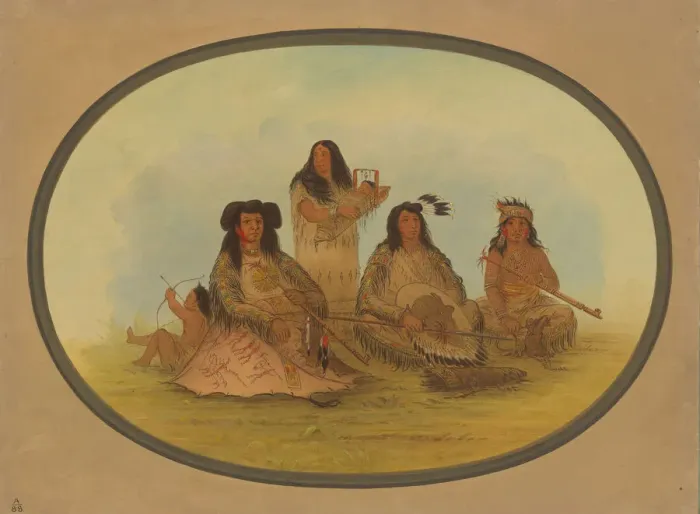 Framed Print : The Sioux Chief with Several Indians, 1861 / 1869. Creator: George Catlin Framed Print : The Sioux Chief with Several Indians, 1861 / 1869. Creator: George Catlin