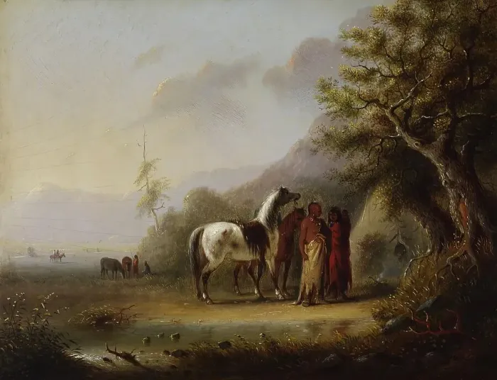 Framed Print : Sioux Indians in the Mountains, c1850. Creator: Alfred Jacob Miller Framed Print : Sioux Indians in the Mountains, c1850. Creator: Alfred Jacob Miller