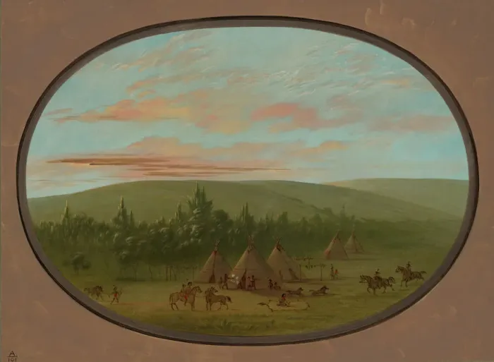 Framed Print : A Sioux Village, 1861  /  1869. Creator: George Catlin