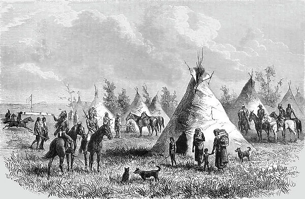 Sioux village near Fort Laramie; Ocean to Ocean, the Pacific railroad, 1875. Creator: Frederick Whymper