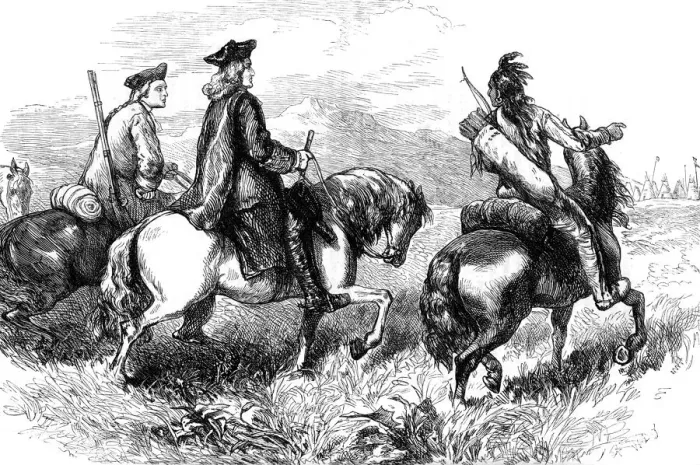 Framed Print : Sir Alexander Cuming on his way to visit the Cherokees, South Carolina, c1730 (c1880) Framed Print : Sir Alexander Cuming on his way to visit the Cherokees, South Carolina, c1730 (c1880)