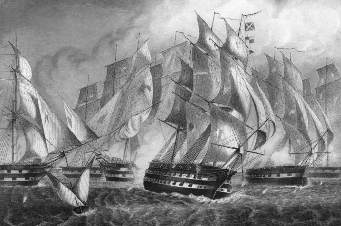 Framed Print : Sir Charles Napiers victory off Cape St Vincent, 5 July 1833 (c1857). Artist: DJ Pound Framed Print : Sir Charles Napiers victory off Cape St Vincent, 5 July 1833 (c1857). Artist: DJ Pound