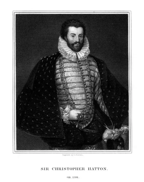 Framed Print : Sir Christopher Hatton, English politician, (1827). Artist: E Scriven Framed Print : Sir Christopher Hatton, English politician, (1827). Artist: E Scriven
