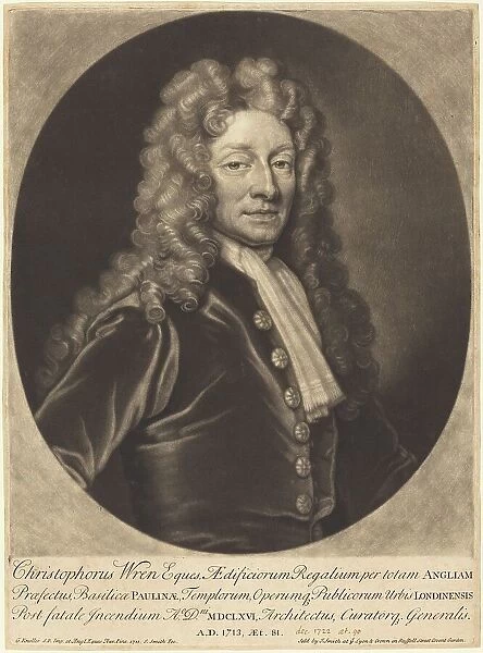 Sir Christopher Wren, 1713. Creator: John Smith