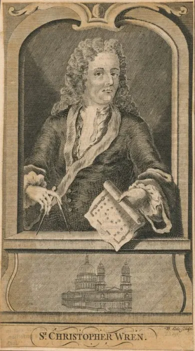 Framed Print : Sir Christopher Wren, (mid 18th century). Creator: B Cole Framed Print : Sir Christopher Wren, (mid 18th century). Creator: B Cole