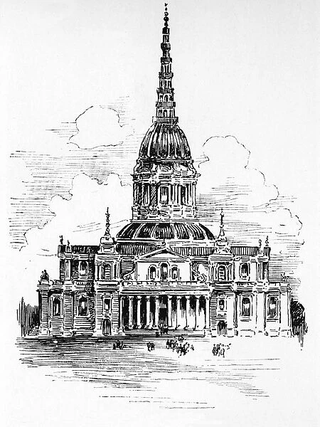 Sir Christopher Wrens Final Design for St Paul s, 17th century. (1910). Artist: Sir Christopher Wren