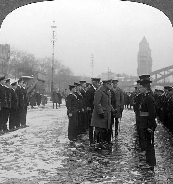Sir Douglas Haig inspecting sailors, World War I, 1918. Artist: Realistic Travels Publishers