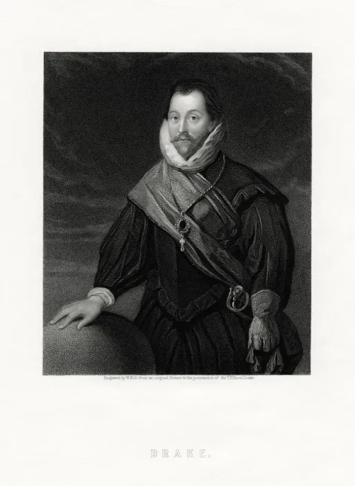 Framed Print : Sir Francis Drake, English privateer, navigator, naval pioneer, politician, 19th century. Artist: W Holl Framed Print : Sir Francis Drake, English privateer, navigator, naval pioneer, politician, 19th century. Artist: W Holl