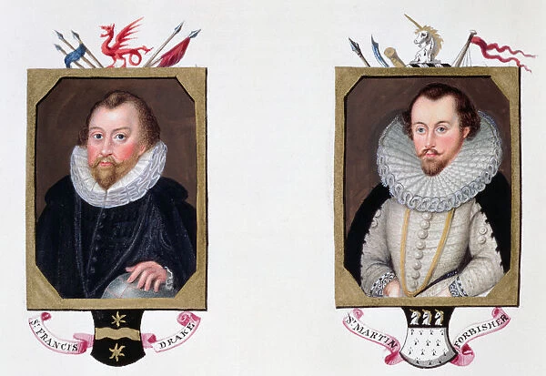 Sir Francis Drake and Sir Martin Frobisher, 16th century English navigators, (1825)