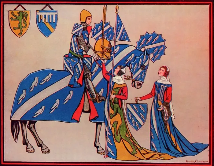 Framed Print : Sir Geoffrey Luttrell, His Wife and Daughter-In-Law, c1340, (1926). Artist: Herbert Norris Framed Print : Sir Geoffrey Luttrell, His Wife and Daughter-In-Law, c1340, (1926). Artist: Herbert Norris