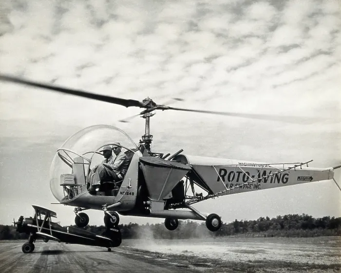 Framed Print : Sir Gordan Covell in a helicopter, Beltsville, Maryland, 1948. Creator: Unknown Framed Print : Sir Gordan Covell in a helicopter, Beltsville, Maryland, 1948. Creator: Unknown