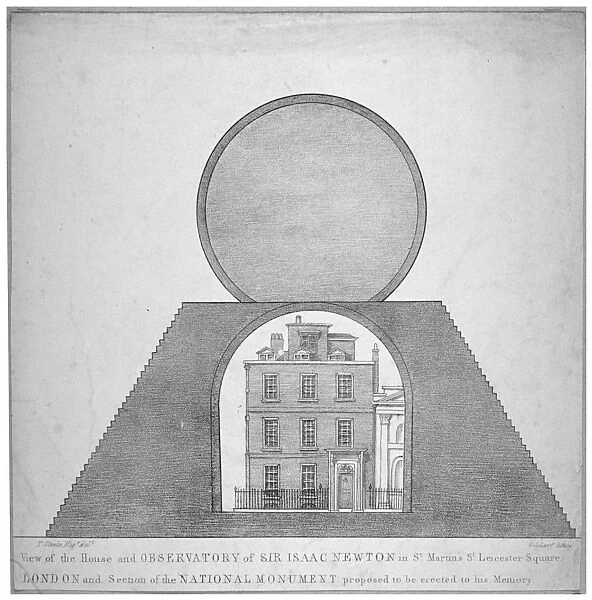 Sir Isaac Newtons house and observatory, 35 St Martins Street, Westminster, London, 1826
