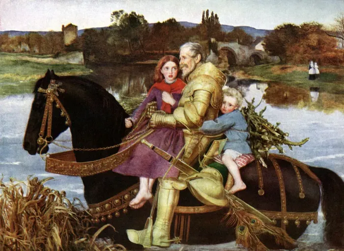 Framed Print : Sir Isumbras at the Ford, c19th century (1923). Artist: John Everett Millais Framed Print : Sir Isumbras at the Ford, c19th century (1923). Artist: John Everett Millais