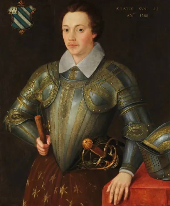 Framed Print : Sir John Shurley of Isfield (1565-1632). Creator: British Painter (dated 1588) Framed Print : Sir John Shurley of Isfield (1565-1632). Creator: British Painter (dated 1588)