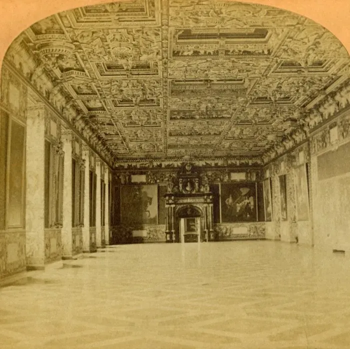 Framed Print : Sir Knights Hall, Slot Frederiksborg, finest in the world, Denmark, 1897. Creator: BW Kilburn Framed Print : Sir Knights Hall, Slot Frederiksborg, finest in the world, Denmark, 1897. Creator: BW Kilburn