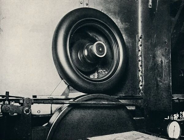 One of Sir Malcolm Campbells tyres running at 300 m. p. h. 1937