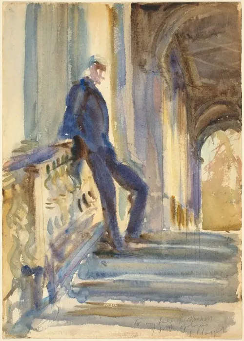 Framed Print : Sir Neville Wilkinson on the Steps of the Palladian Bridge at Wilton House, 1904 / 1905 Framed Print : Sir Neville Wilkinson on the Steps of the Palladian Bridge at Wilton House, 1904 / 1905