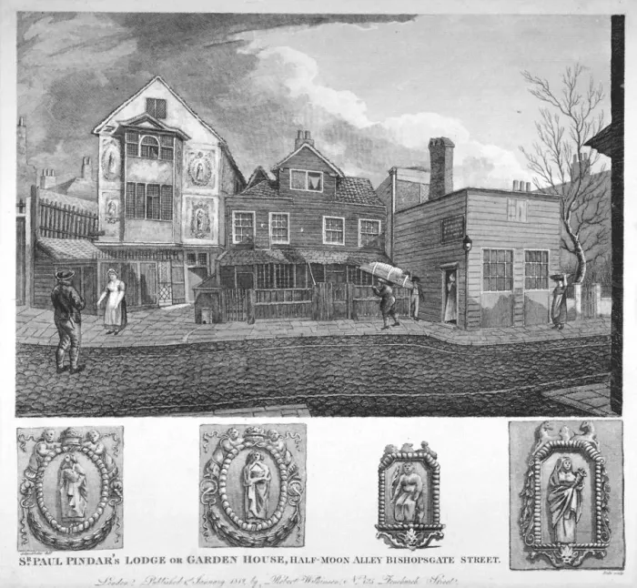 Framed Print : Sir Paul Pindars House, Half-Moon Street, Bishopsgate, City of London, 1819. Artist Framed Print : Sir Paul Pindars House, Half-Moon Street, Bishopsgate, City of London, 1819. Artist