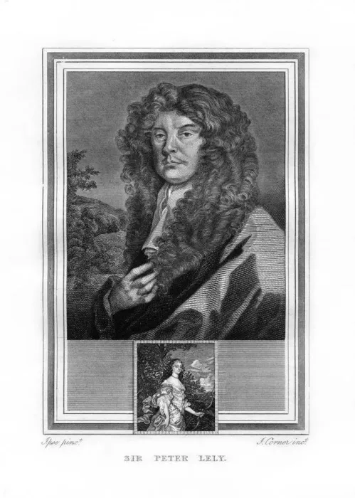 Framed Print : Sir Peter Lely, Dutch-born English Baroque era painter, (1825). Artist: John Corner Framed Print : Sir Peter Lely, Dutch-born English Baroque era painter, (1825). Artist: John Corner