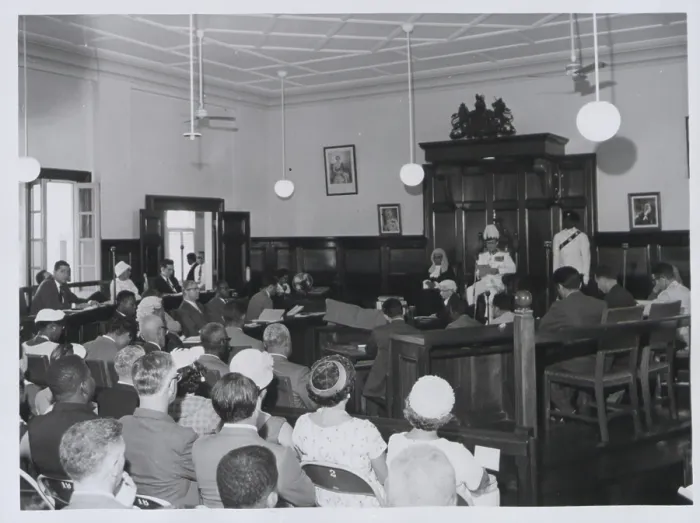 Framed Print : Sir Peter Stallard at the ceremony of opening of Parliament, Belize City, British Honduras, 1965. Creator: Unknown