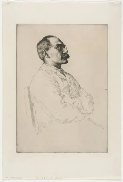 Framed Print : Sir Rudyard Kipling, 1898. Creator: William Strang (British, 1859-1921)