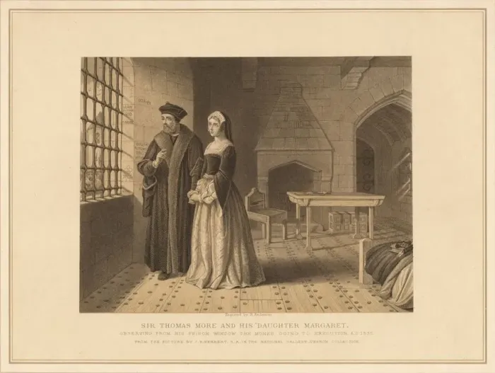 Framed Print : Sir Thomas More and his Daughter Margaret, (1878). Artist: Robert Anderson Framed Print : Sir Thomas More and his Daughter Margaret, (1878). Artist: Robert Anderson