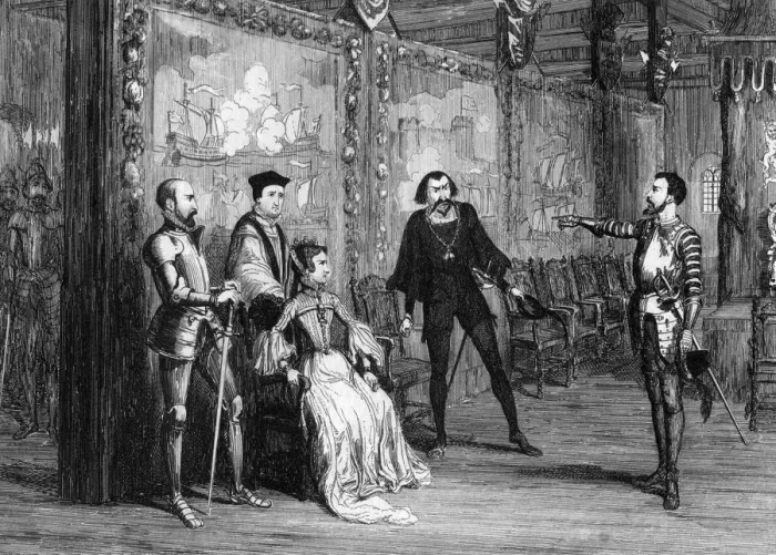 Framed Print : Sir Thomas Wyatt dictating terms to Queen Mary in the White Tower, c1553 (1840). Artist: George Cruikshank Framed Print : Sir Thomas Wyatt dictating terms to Queen Mary in the White Tower, c1553 (1840). Artist: George Cruikshank