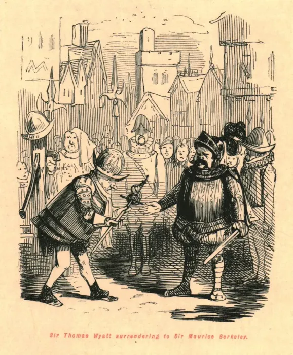 Framed Print : Sir Thomas Wyatt surrendering to Sir Maurice Berkeley, 1897. Creator: John Leech Framed Print : Sir Thomas Wyatt surrendering to Sir Maurice Berkeley, 1897. Creator: John Leech