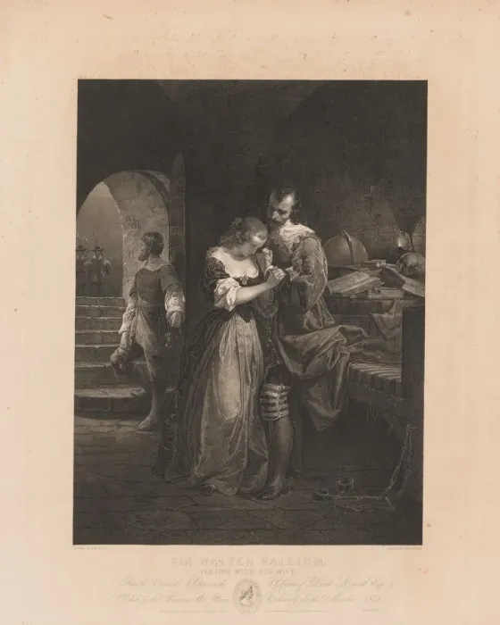 Framed Print : Sir Walter Raleigh Painting with his Wife. Creator: Charles Kennedy Burt (American, 1823-1892) Framed Print : Sir Walter Raleigh Painting with his Wife. Creator: Charles Kennedy Burt (American, 1823-1892)